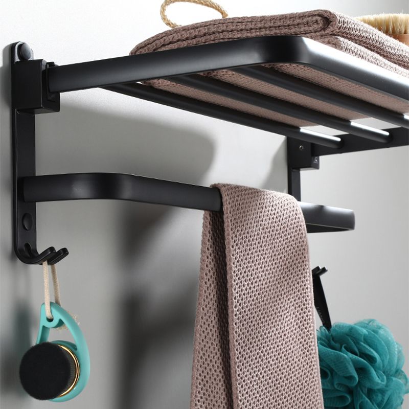 Frendorf | Zeitgemäßes Badezimmerzubehör-Set Schwarze Oberfläche Bademantelhaken/Handtuchring Bar
