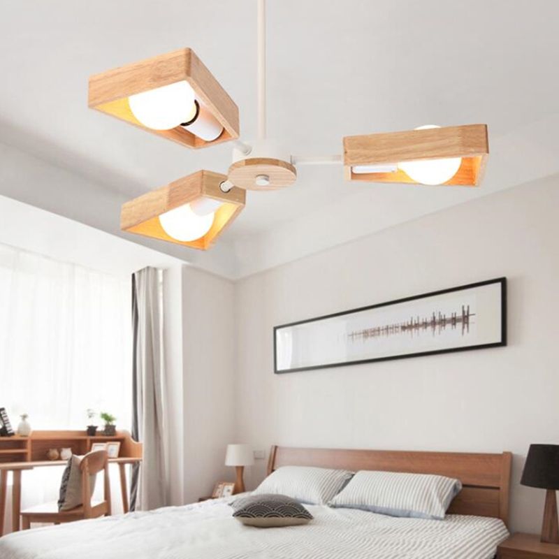 Frendorf | TimberLuxe Modern Kronleuchter aus Holz | Stilvolle Deckenleuchte | Skandinavisches Design
