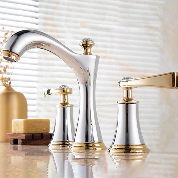 Frendorf | Moderner Gefäß Wasserhahn Messing 2 Griffe Niedriger Bogen Gefäß Wasserhahn für Zuhause