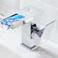 Frendorf | Moderner Wasserhahn für Waschbecken Messing Hebelgriffe LED Wasserfall Waschbeckenarmatur
