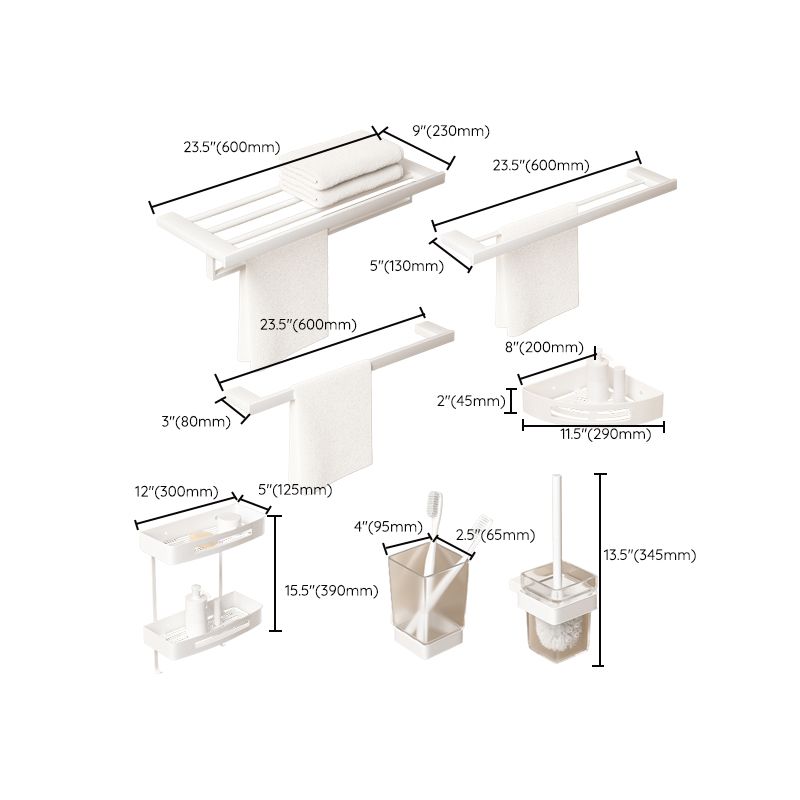 Frendorf | Modernes Weißes Badezimmerzubehörset Edelstahl Bad Hardware Set