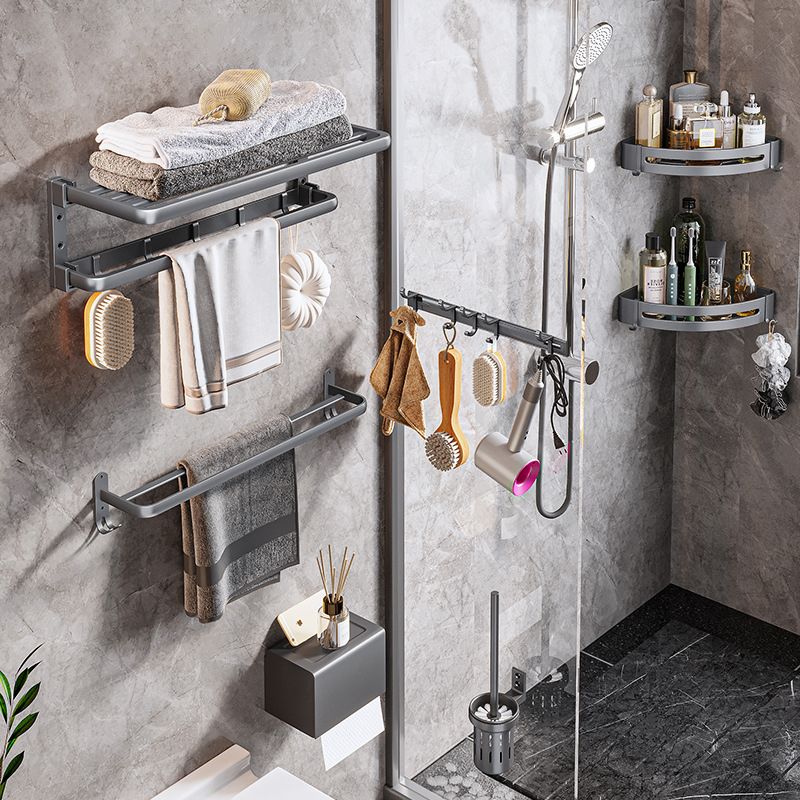 Frendorf | Moderne Badezimmer Zubehör Hardware Set Graue Handtuchstange Badregal Bad Hardware Set