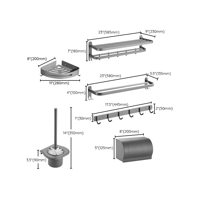 Frendorf | Modernes Badezimmer-Hardware-Set aus Edelstahl Mattgrau Bademantelhaken/Handtuchstange