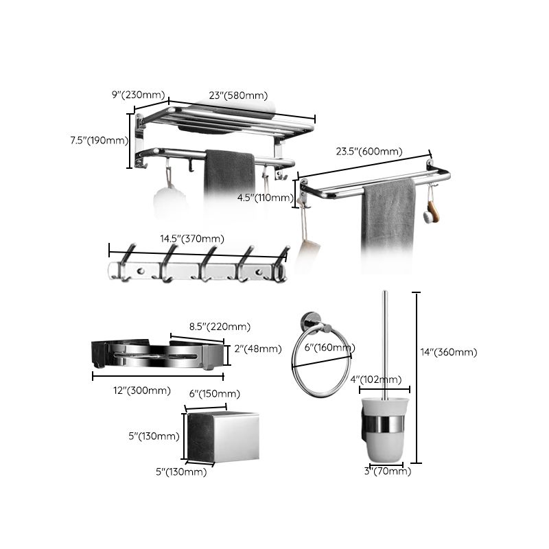 Frendorf | Modernes Badezimmer-Zubehörset Silber Badezimmerzubehör Hardware-Set