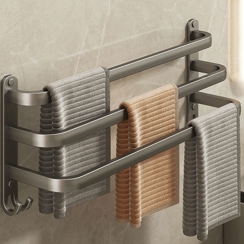 Frendorf | 2-teiliges modernes Badzubehörset aus Aluminium mattgrau Handtuchstange
