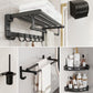 Frendorf | Chrome/Schwarz Klassisches Badezimmerzubehör Set Modernes Bade-Regal/Handtuchstange & Papierhalter
