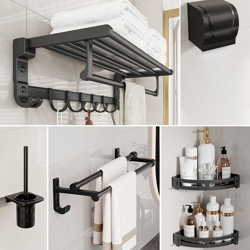 Frendorf | Chrome/Schwarz Klassisches Badezimmerzubehör Set Modernes Bade-Regal/Handtuchstange & Papierhalter