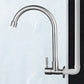 Frendorf | Moderner Brückenwasserhahn 304 Edelstahl Knopfgriff Schwenkauslauf Wandmontierter Wasserhahn