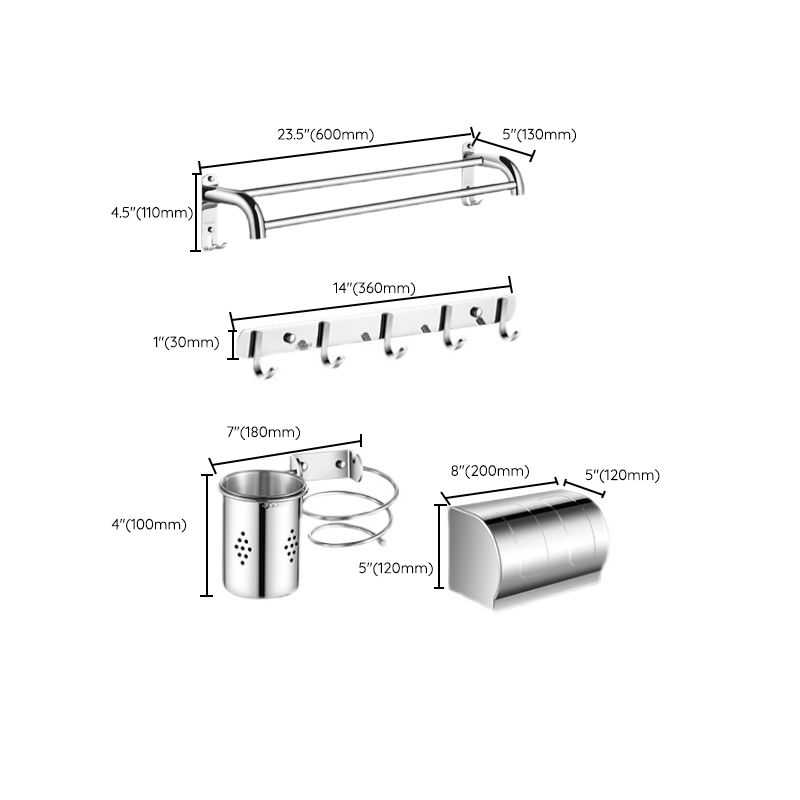 Frendorf | Modernes Badezimmerzubehör Hardware Set Silber Badezimmer Hardware