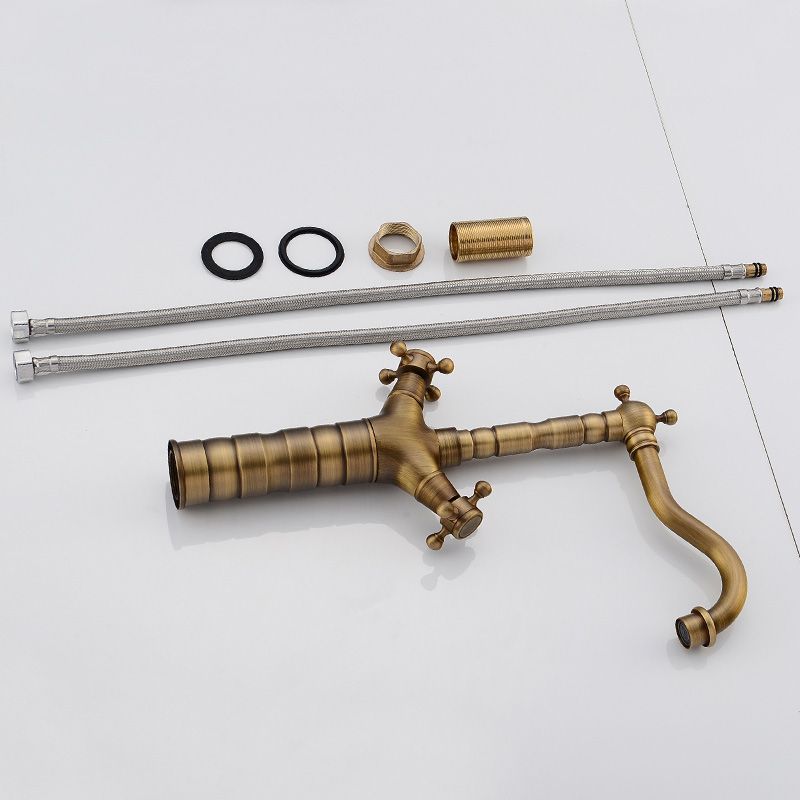 Frendorf | Deck Mounted Copper Roman Tub Faucet Double Handles Roman Tub Faucet Set