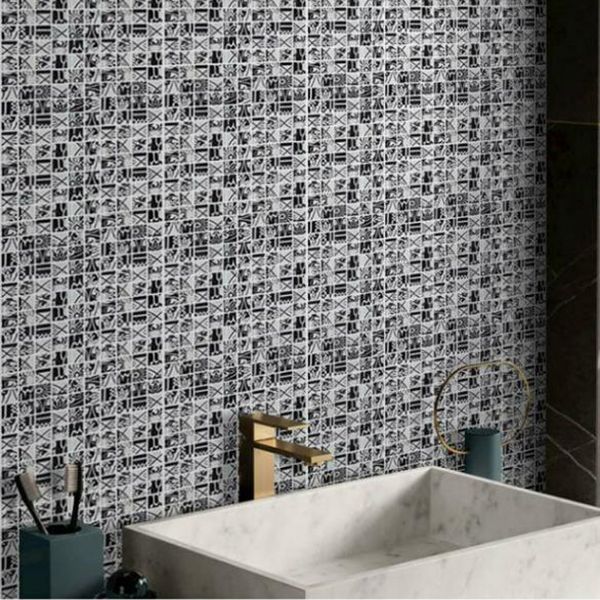 Frendorf | Mosaikfliesen-Tapete PVC Wasserdicht Abziehen und Kleben Wandfliese mit quadratischer Form