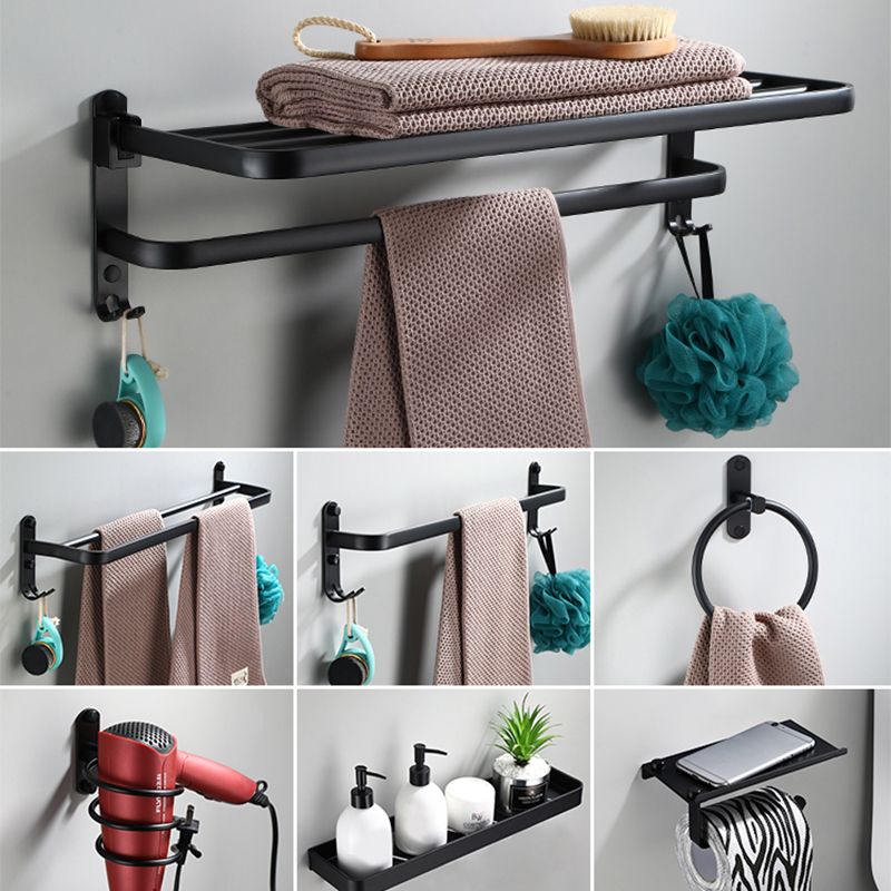 Frendorf | Zeitgemäßes Badezimmerzubehör-Set Schwarze Oberfläche Bademantelhaken/Handtuchring Bar