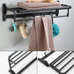 Frendorf | Zeitgemäßes Badezimmerzubehör-Set Schwarze Oberfläche Bademantelhaken/Handtuchring Bar