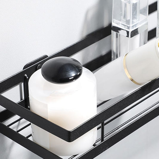 Frendorf | 2-teiliges Badregal aus mattschwarzem Metall Badezimmer-Hardware-Set
