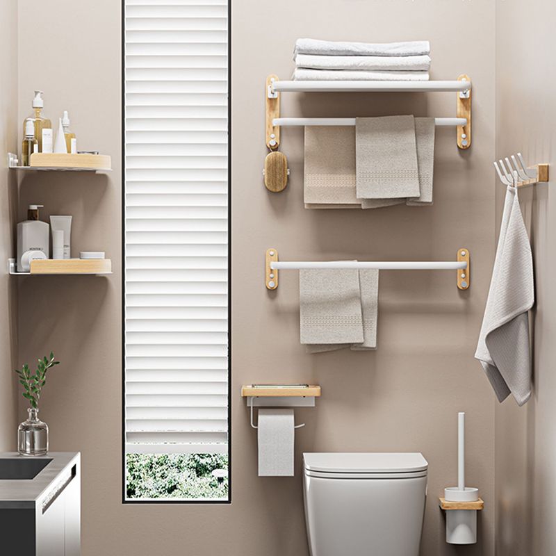Frendorf | Weißes Metall- und Massivholz-Badezimmer-Zubehör-Hardware-Set