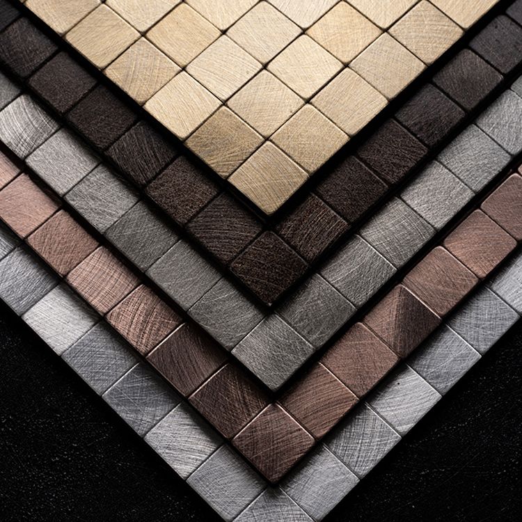 Frendorf | Mosaikfliesen Tapete Quadratische Form Abzieh- und Kleben Mosaikfliesen mit Metalloptik