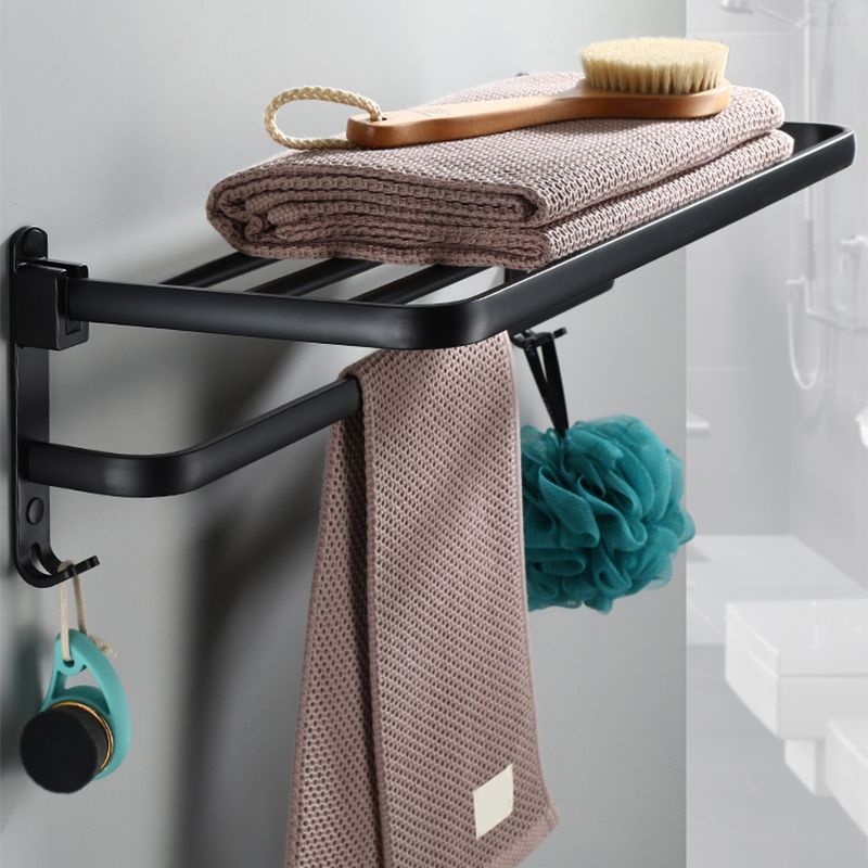 Frendorf | Zeitgemäßes Badezimmerzubehör-Set Schwarze Oberfläche Bademantelhaken/Handtuchring Bar