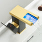 Frendorf | Moderner Wasserfallauslauf Waschbeckenarmatur mit LED Messing Waschbeckenarmatur
