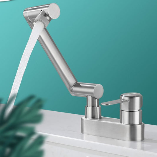 Frendorf | 2 Löcher Spülen Wasserhahn Schwenk Edelstahl Einhandgriff Zentralmontage Wasserhahn