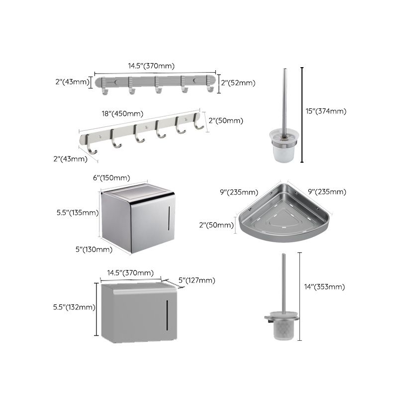 Frendorf | 7-teiliges Badezimmer-Zubehör-Set Modernes Aluminium-Badezimmer-Set in Silber
