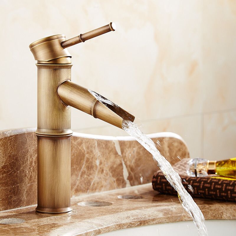 Frendorf | Landhaus Gefäß Wasserhahn Messing Hebelgriffe Wasserfall Auslauf Waschbecken Wasserhahn