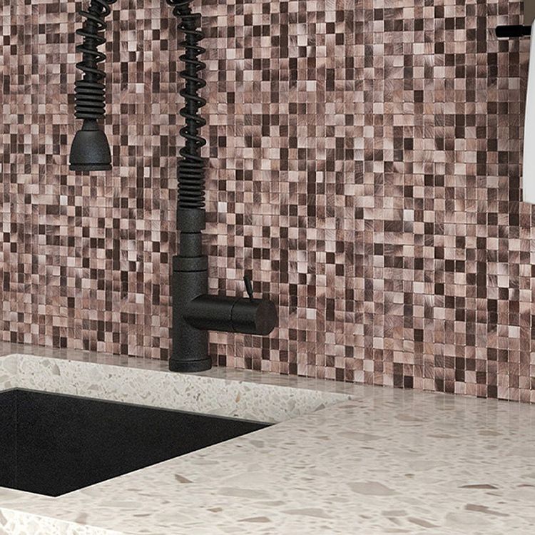 Frendorf | Mosaikfliesen Tapete Quadratische Form Abzieh- und Kleben Mosaikfliesen mit Metalloptik