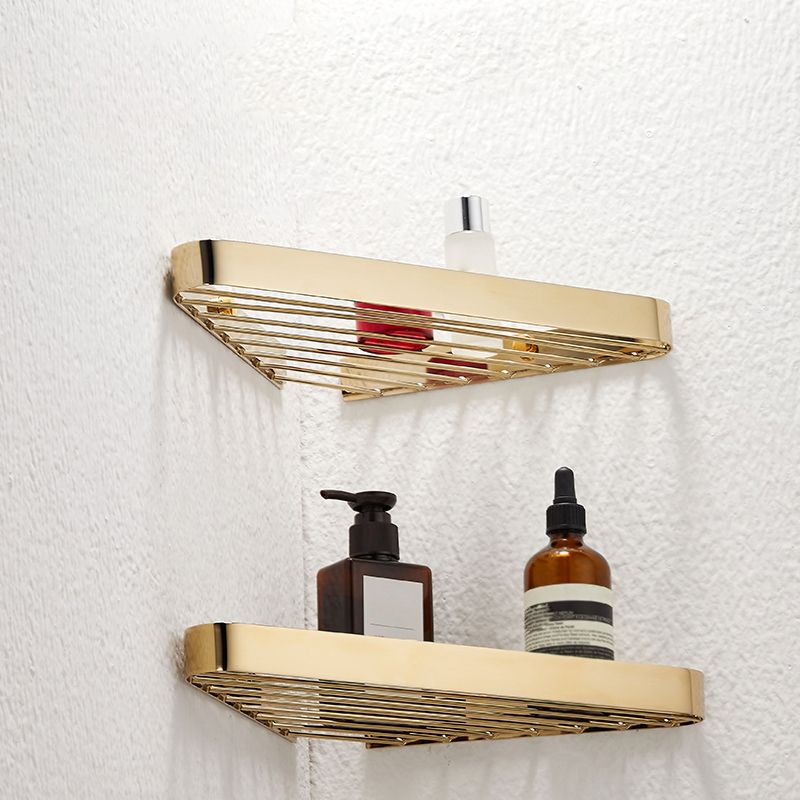 Frendorf | 2-teiliges modernes Badezimmer-Zubehörset, poliertes Chrom/Gold, Badablage