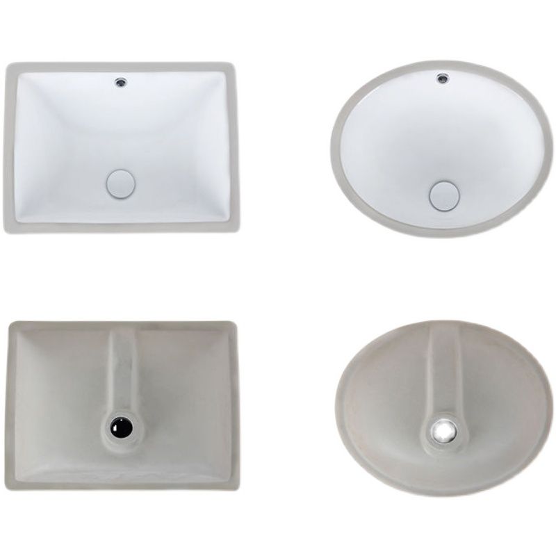 Frendorf | Modernes Unterbau Waschbecken Oval Porzellan mit Pop-Up Abfluss Waschbecken