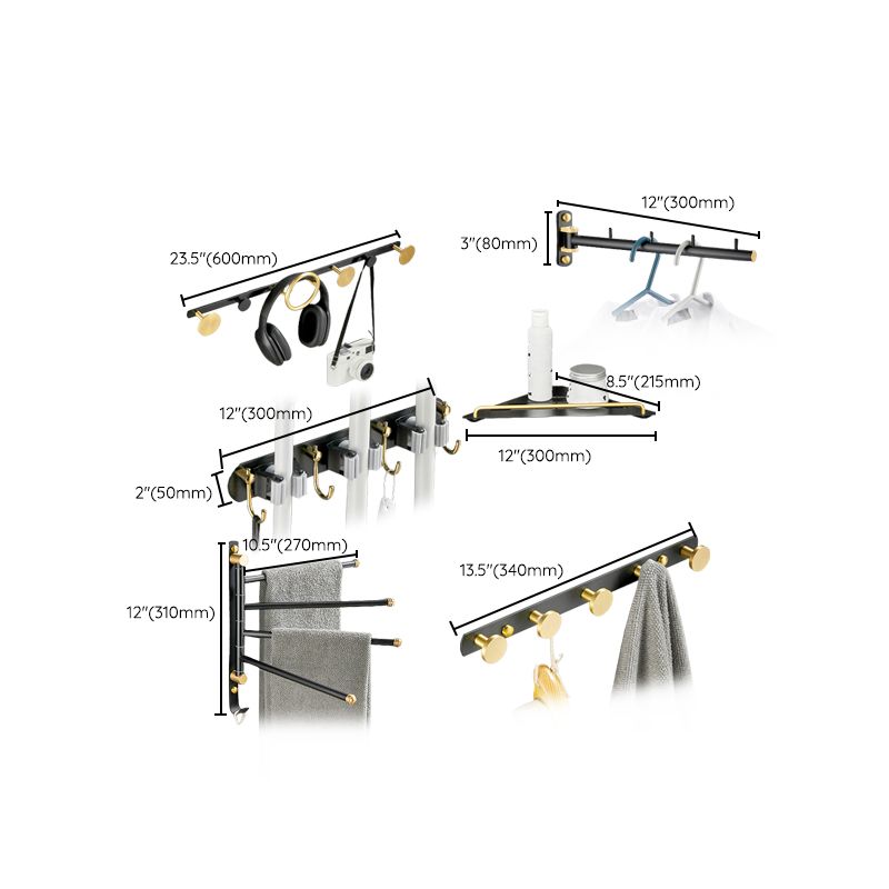 Frendorf | 5-teiliges modernes Badezimmerzubehör Set aus schwarzem Messing Badezimmerhardware