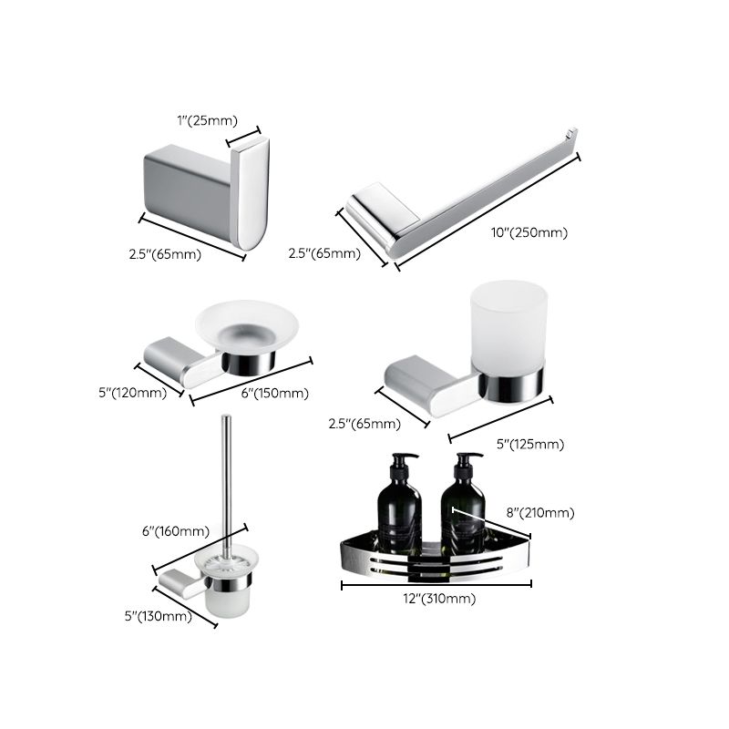 Frendorf | Zeitgenössisches Badezimmerzubehör Hardware-Set in Silber mit Seifenschale