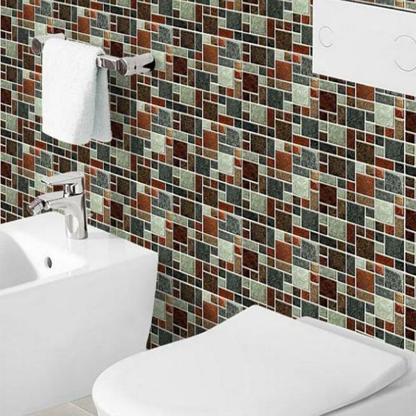 Frendorf | Mosaikfliesen-Tapete PVC Wasserdicht Abziehen und Kleben Wandfliese mit quadratischer Form