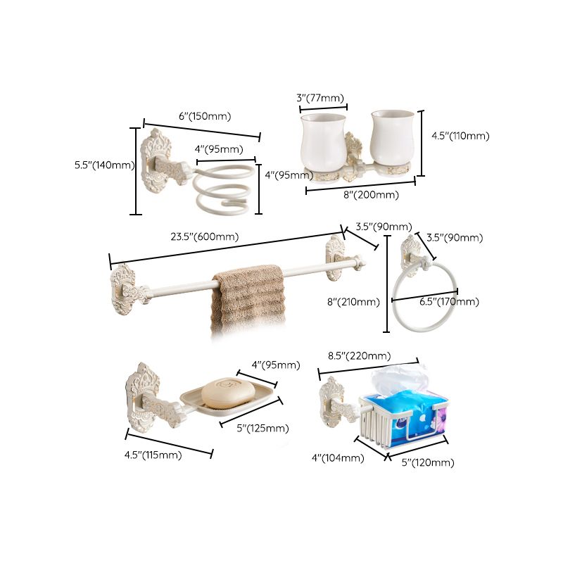 Frendorf | Traditionelles Badzubehör Set Weiß Badezimmeraccessoires Hardware Set