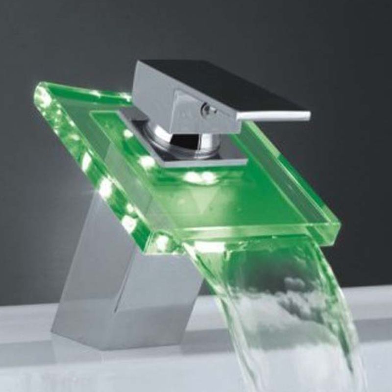 Frendorf | 1-Hebel Waschtischarmatur 1-Loch Kupfer Waschbeckenarmatur mit LED-Beleuchtung