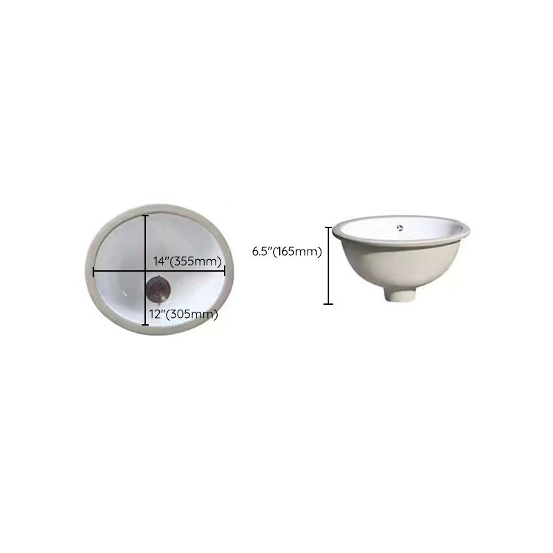 Frendorf | Modernes Unterbau Waschbecken Oval Porzellan mit Pop-Up Abfluss Waschbecken