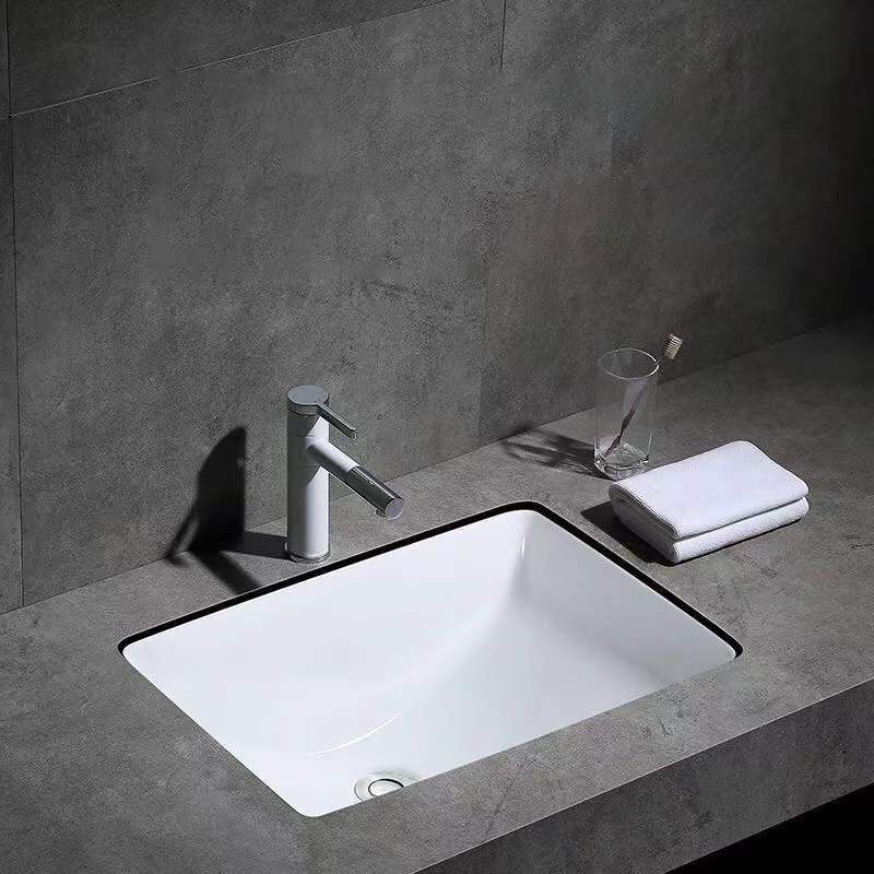 Frendorf | Modernes Unterbau Waschbecken Oval Porzellan mit Pop-Up Abfluss Waschbecken