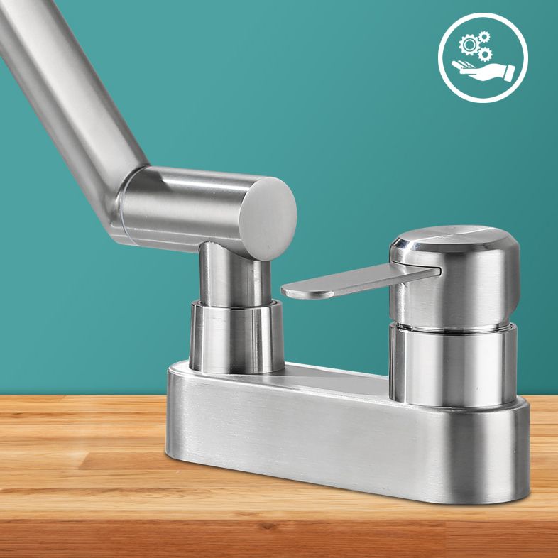 Frendorf | 2 Löcher Spülen Wasserhahn Schwenk Edelstahl Einhandgriff Zentralmontage Wasserhahn