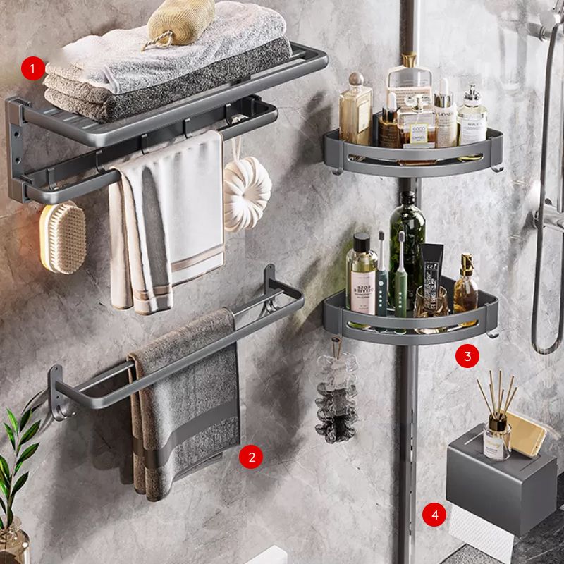 Frendorf | Moderne Badezimmer Zubehör Hardware Set Graue Handtuchstange Badregal Bad Hardware Set