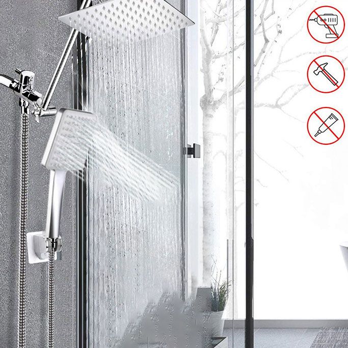 Frendorf | Pull down Dual Shower Head Square High Arch Shower Head Combo in Chrome
