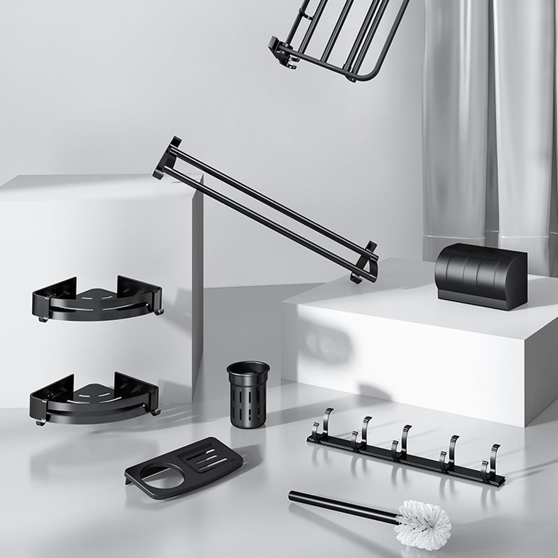 Frendorf | Klassisches Badzubehör Set in Aluminium Schwarz Finish Bademantelhaken/ Handtuchstange