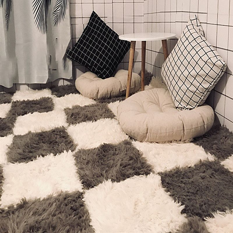 Frendorf | Schlafzimmer Teppichfliesen Einfarbig Quadratisch Shag Fleckenresistente Teppichfliesen