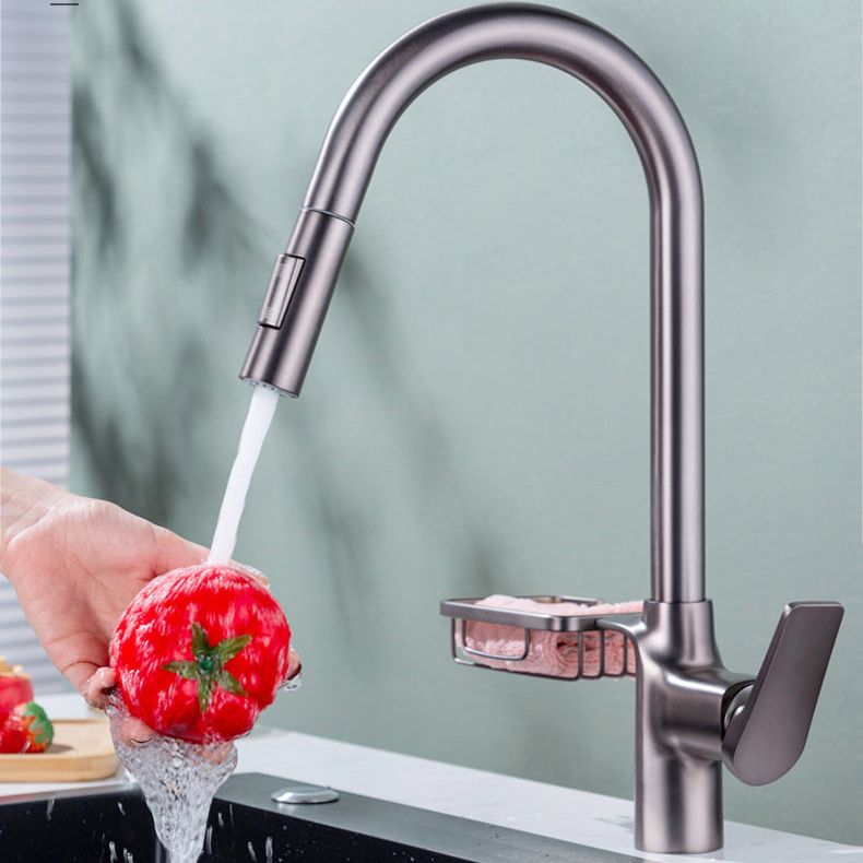Frendorf | Ganshals Küchenspüle Wasserhahn Drehauslauf mit Pull-Down Spraykopf