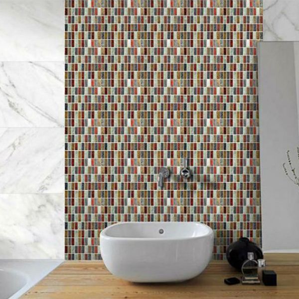 Frendorf | Mosaikfliesen-Tapete PVC Wasserdicht Abziehen und Kleben Wandfliese mit quadratischer Form