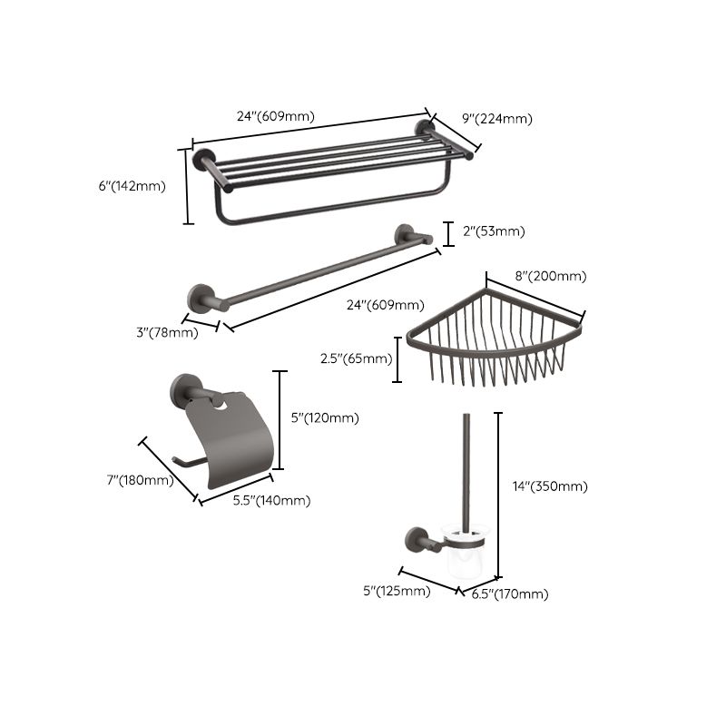 Frendorf | Graue Zubehör Hardware Set Modernes Badezimmer Zubehör Hardware Set