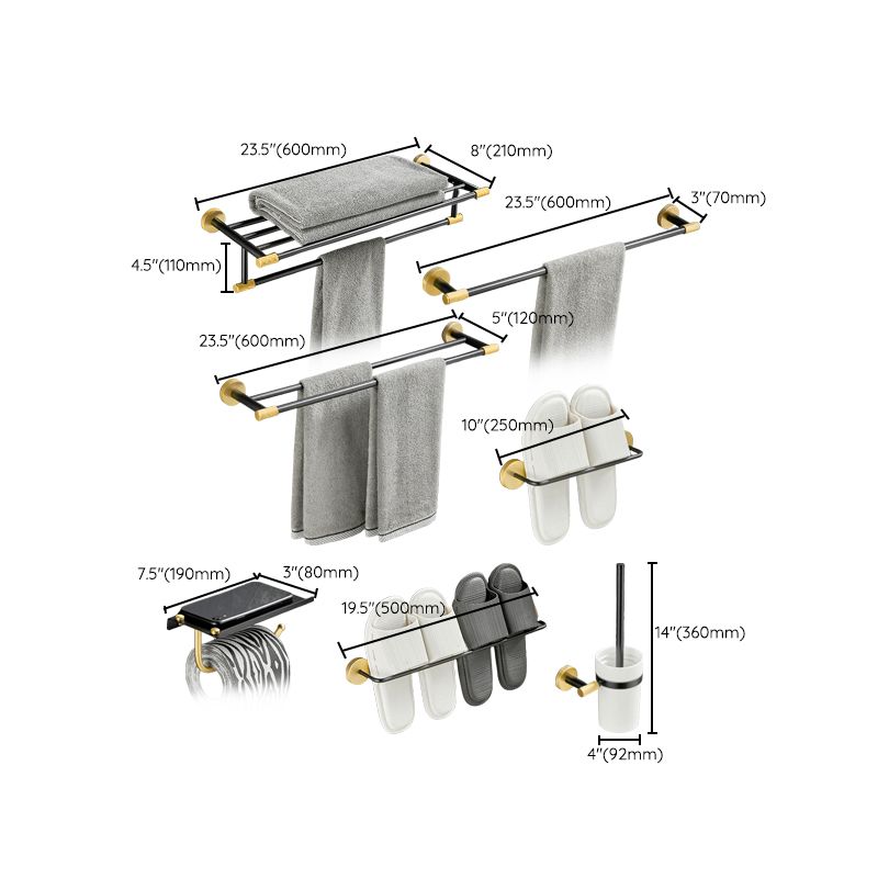 Frendorf | 5-teiliges modernes Badezimmerzubehör Set aus schwarzem Messing Badezimmerhardware