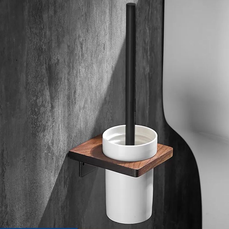 Frendorf | Holz- & Aluminium Badezimmerset Braun Badezimmerzubehörset