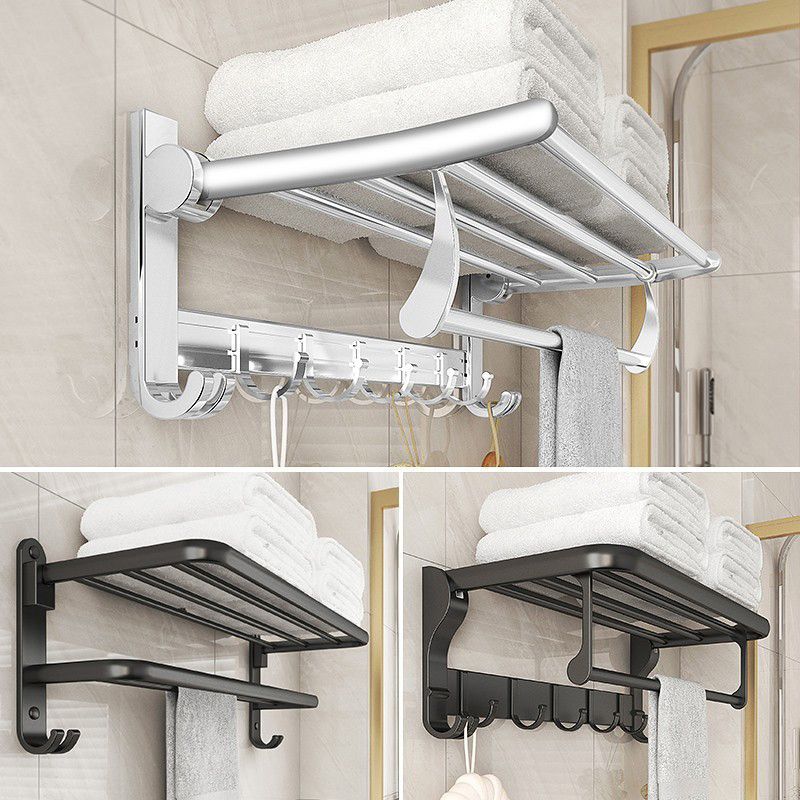Frendorf | Chrome/Schwarz Klassisches Badezimmerzubehör Set Modernes Bade-Regal/Handtuchstange & Papierhalter