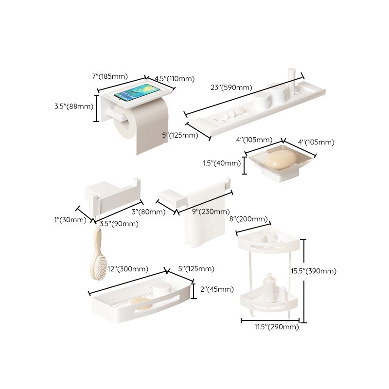 Frendorf | Modernes Weißes Badezimmerzubehörset Edelstahl Bad Hardware Set