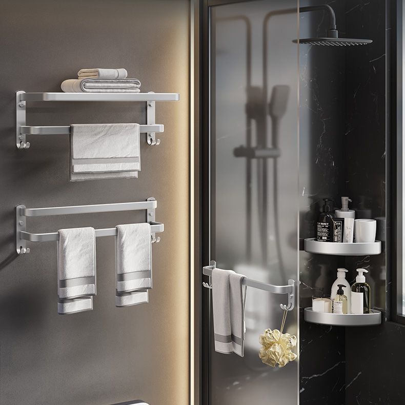 Frendorf | 7-teiliges Badezimmer-Zubehör-Set Modernes Aluminium-Badezimmer-Set in Silber