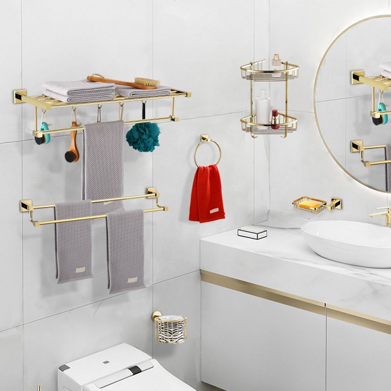 Frendorf | Gold Modernes Badezimmer-Set, Poliertes Gold, 4 Teile, Handtuchhalter, Papierhalter