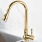 Frendorf | Gebürstete Gold Küche Spüle Wasserhahn Hohe Bogen Schwenkauslauf mit Herausziehbarer Sprühdüse